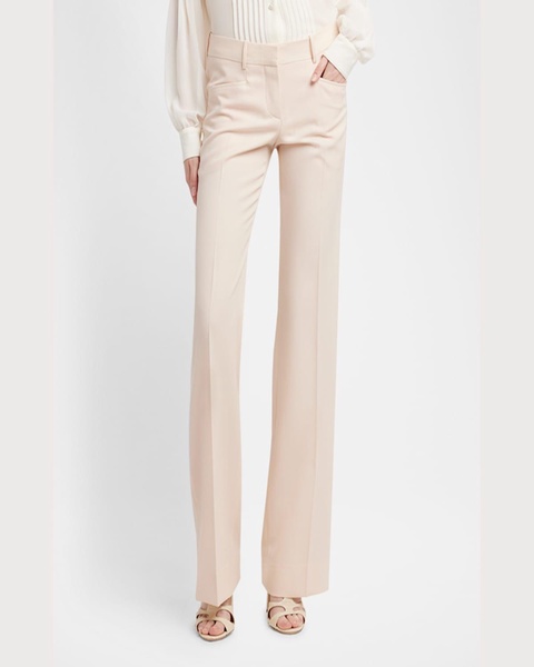 Low-Waist Wool Flare Trousers