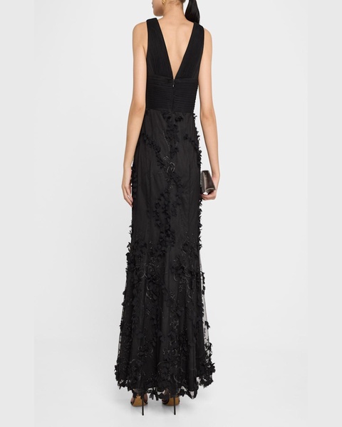 Embroidered Floral Applique Gown