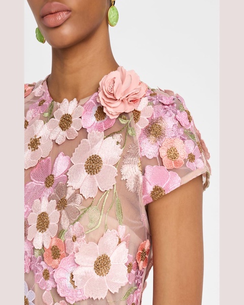 Jasmine Embroidered Floral Applique Mini Dress