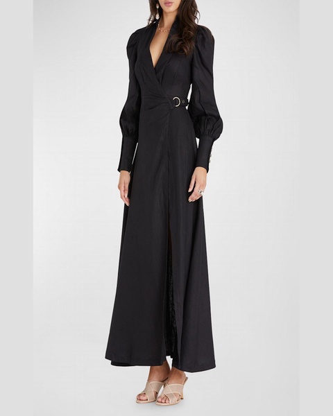 Celine French Linen Wrap Maxi Dress