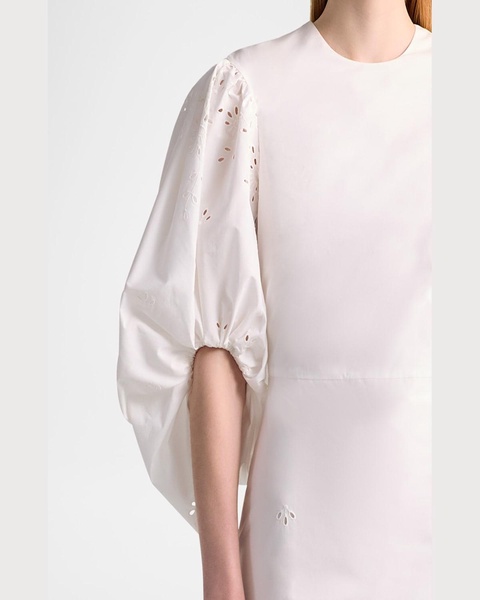 Danielle Eyelet Embroidered Puff-Sleeve Maxi Dress