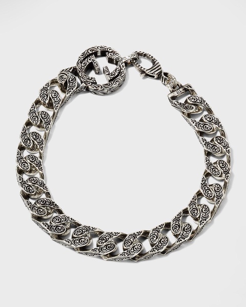 Men's Paisley Interlocking G Silver Bracelet
