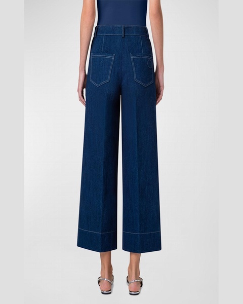 Chiara High-Rise Wide-Leg Ankle Denim Pants