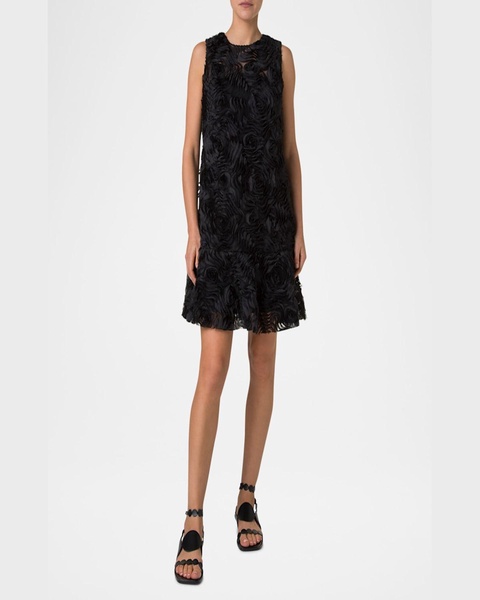 3D Carnation Tulle Embroidered Sleeveless Dress