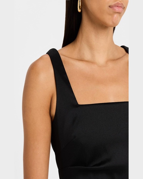 Square-Neck Stretch Mikado Midi Dress