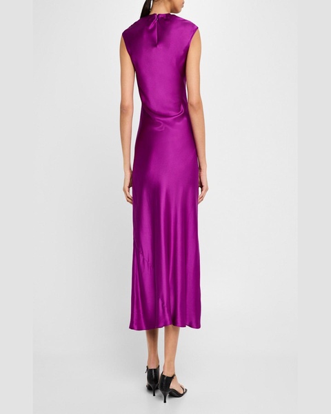 Cap-Sleeve Silk Charmeuse Maxi Dress