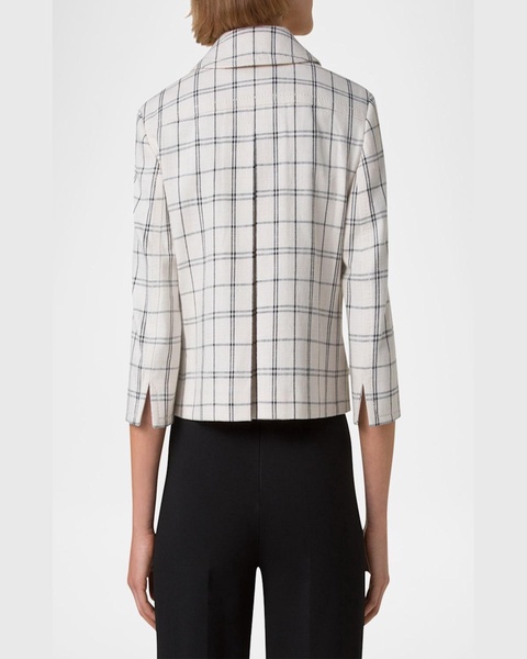 Check Cashew Denim Cropped Jacket
