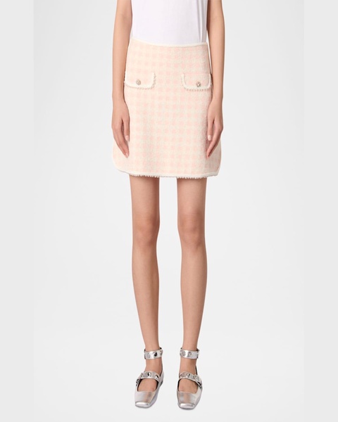 Jartingal Tweed-Effect Checked Knit Mini Skirt