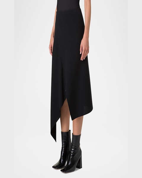 Asymmetric Techno Neoprene Midi Skirt