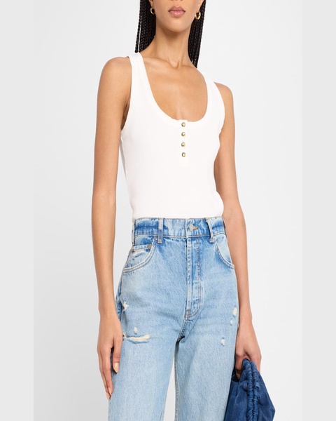 Alessia Ribbed Button Tank Top 