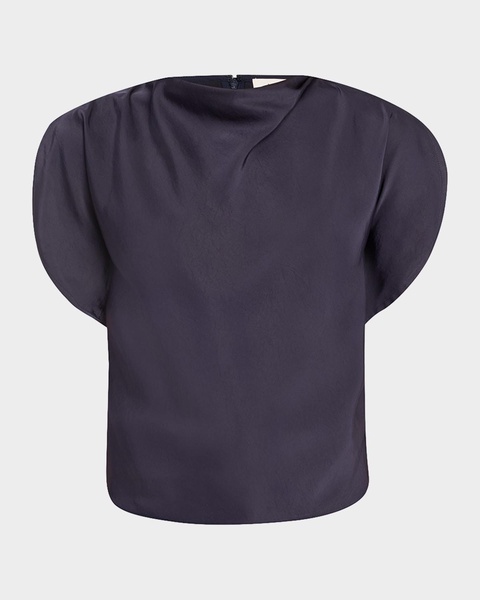 Nadia Satin Petal-Sleeve Top