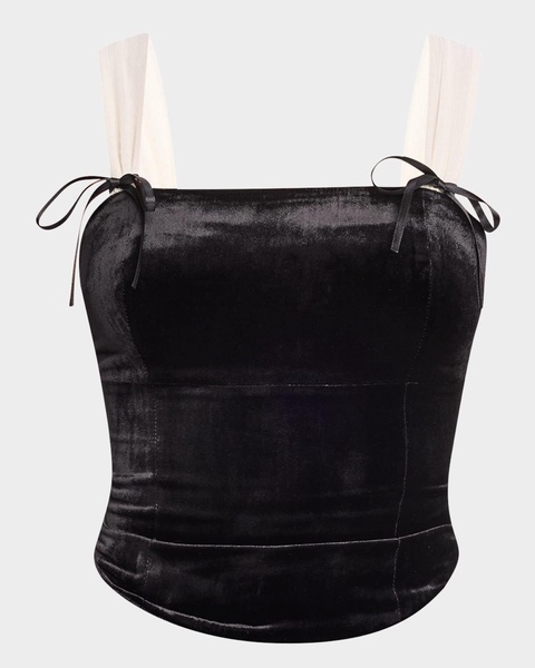 Tuli Velvet Bow Crop Top
