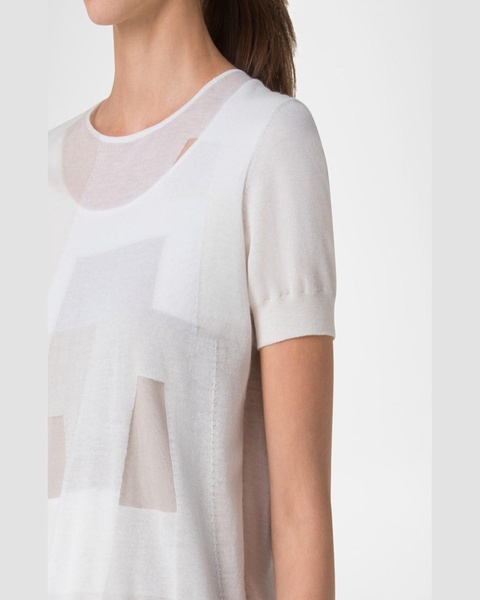 Trapeze Rayonnant Intarsia Layered Short-Sleeve Sweater
