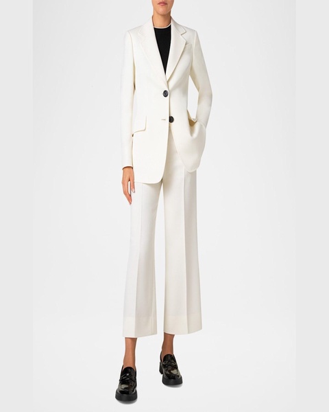 Single-Breasted Wool Gabardine Captain Blazer Jacket
