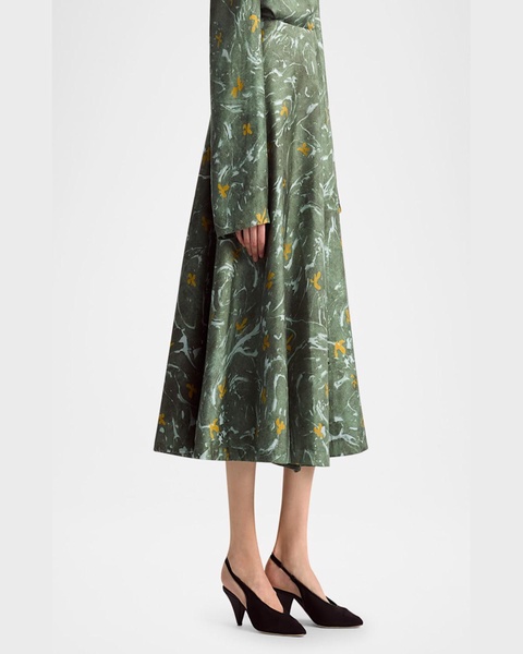 Varda Printed Silk Midi Skirt