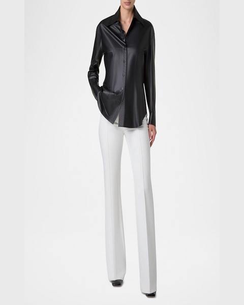 Nappa Leather Fitted Blouse