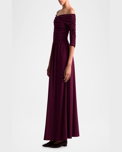 Char Off-Shoulder Ruched Long Dress