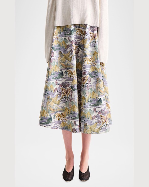 Varda Printed Midi A-Line Skirt