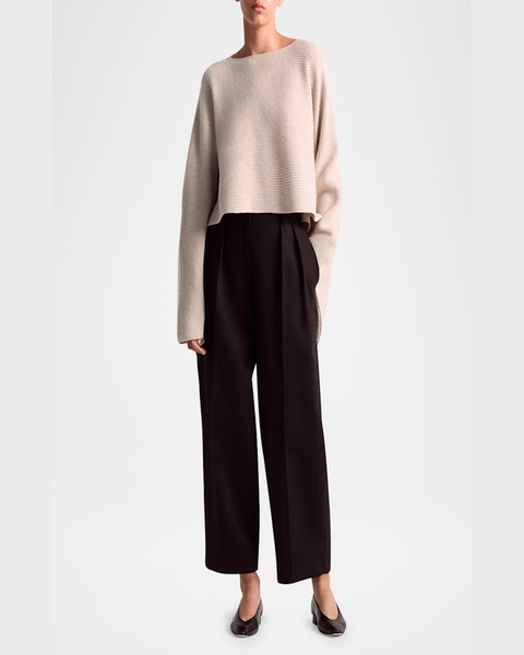 Trip Wool-Cashmere Rib Handkerchief Crop Sweater