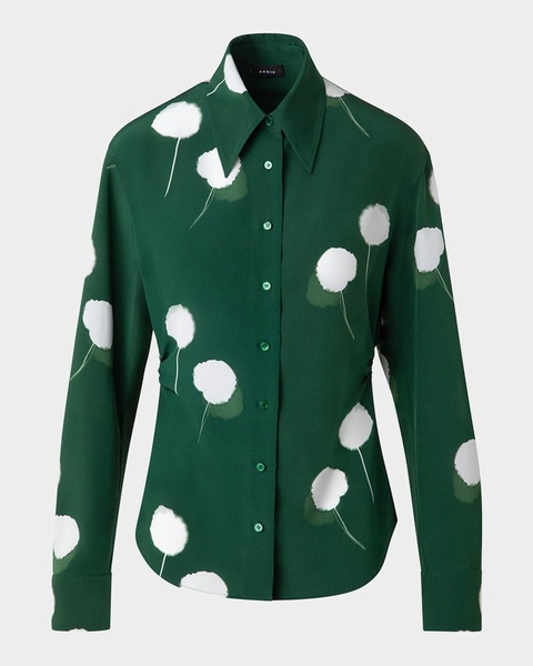 Windflower Print Silk Crepe Blouse