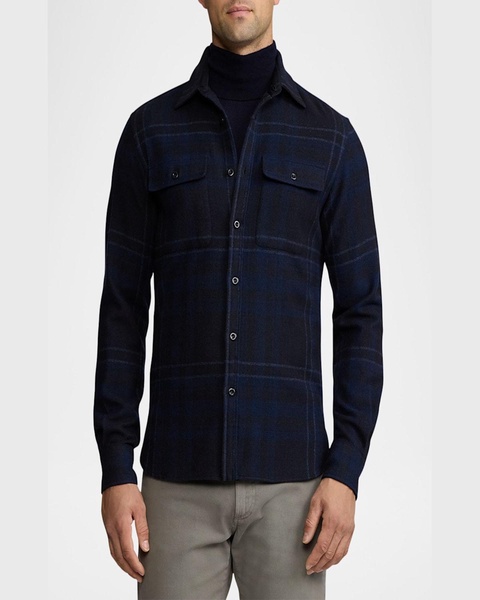 Men's Plaid Wool-Blend Shirt