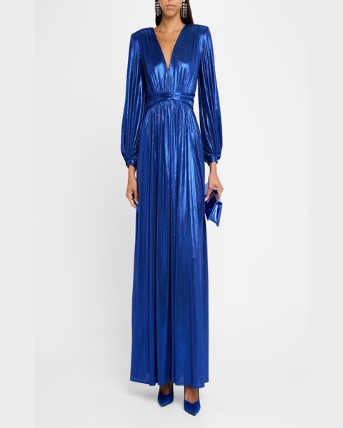 Zoe Side-Slit Deep V-Neck Gown