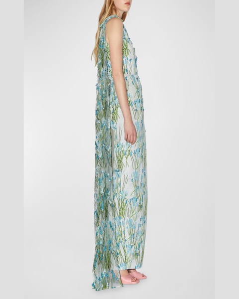 Charlene Sequin Embroidered Cape Gown