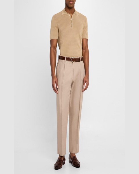 Men's Grid Jacquard Knit Polo