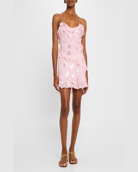 Lomina Silk Metallic Bow Mini Dress