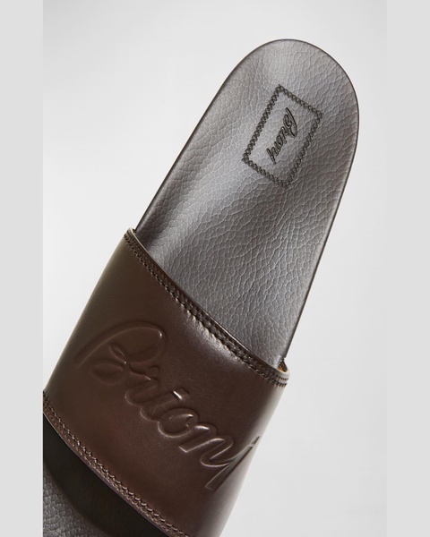 Men's Leather and Rubber Slide Sandals