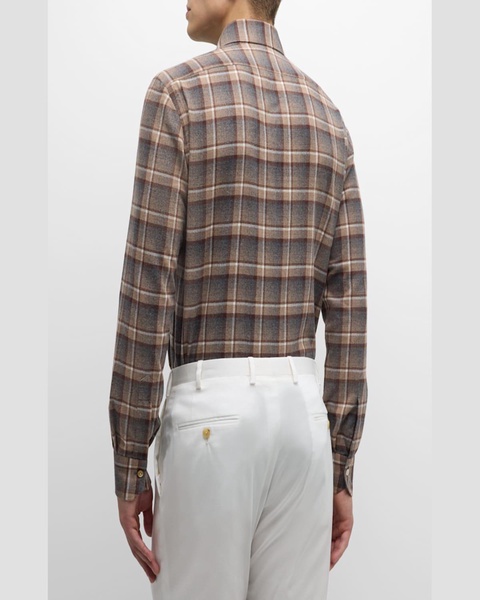 Men's Flannel Plaid Casual Button-Down Shirt