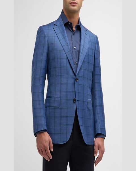 Men's 130s Luxury Wool Windowpane Sport Coat