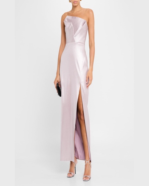 Strapless Foiled Mikado Column Gown