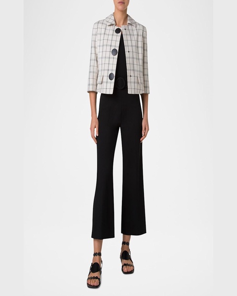 Check Cashew Denim Cropped Jacket