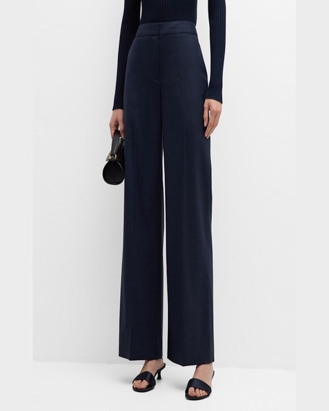 Straight-Leg Wool-Blend Trousers
