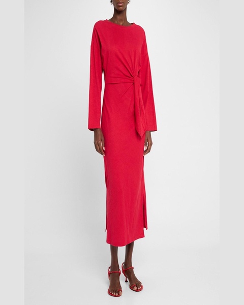 Vanina Tie-Waist Organic Cotton Midi Dress