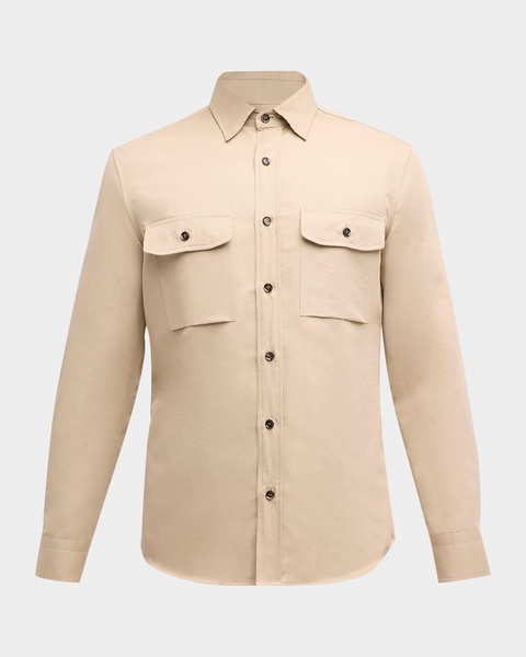 Men's Linen-Cotton Military Overshirt
