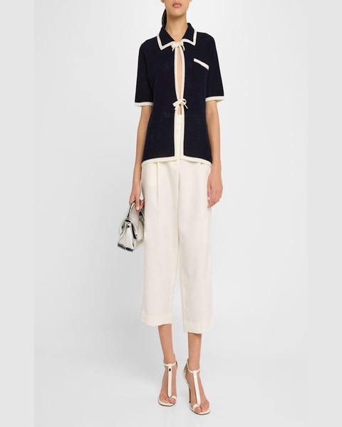 Tie-Front Wool-Cashmere Cardigan