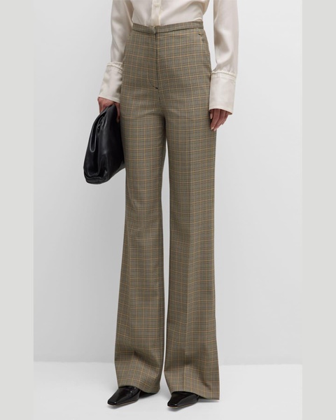 Prince Straight-Leg Plaid Houndstooth Trousers