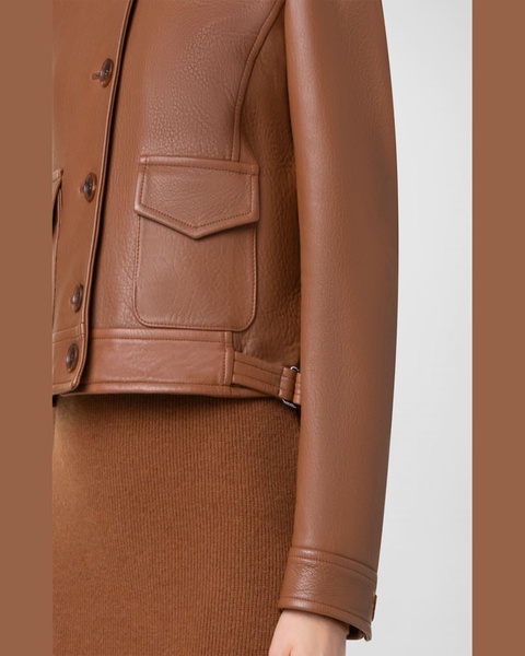 Nappa Leather Short Bomber Jacket
