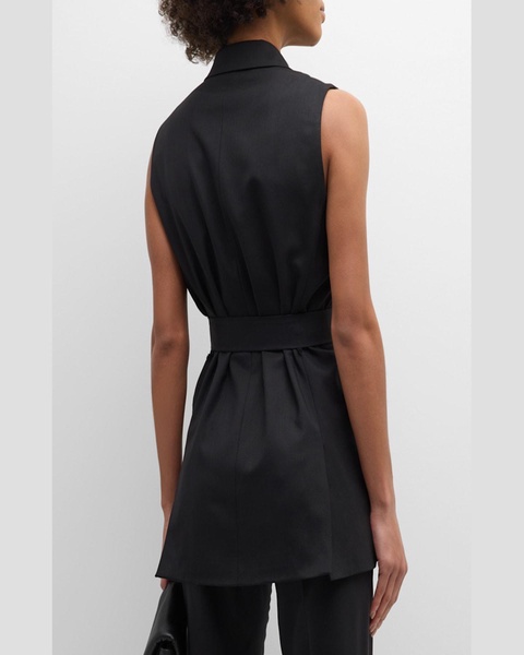 Belted Double-Breasted Seasonless Wool Vest