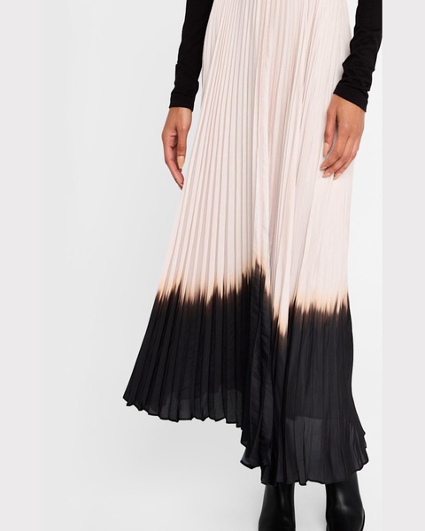 Tatum Pleated Contrast-Hem Midi Skirt