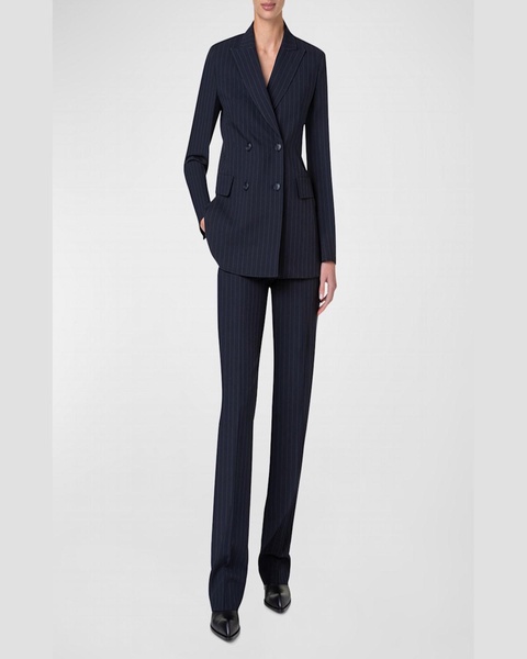 Carl Pinstripe Straight-Leg Crepe Pants