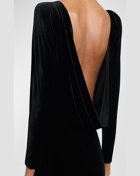 Velvet Gown with Open Cowl Back