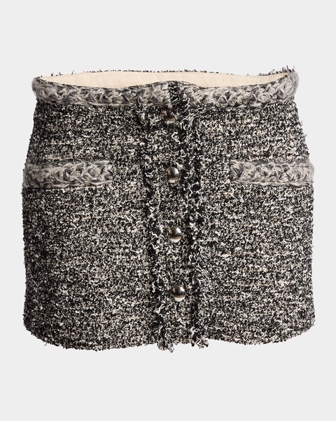 Gleny Braided-Trim Boucle Mini Skirt