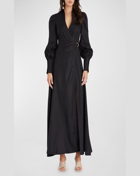 Celine French Linen Wrap Maxi Dress