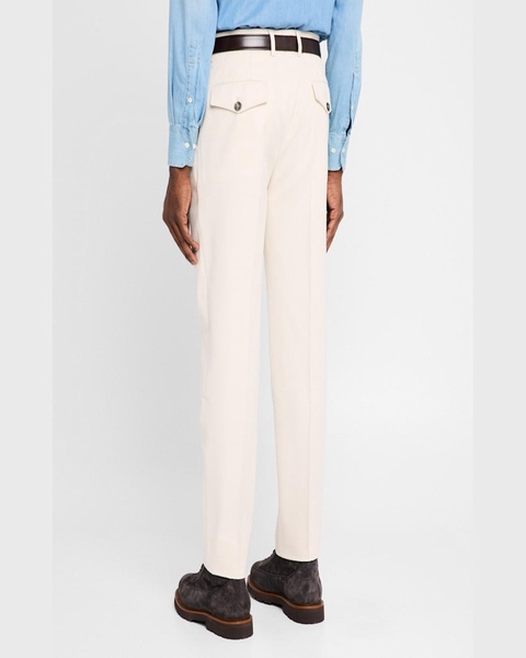 Men's Cotton and Wool Double-Pleated Pants