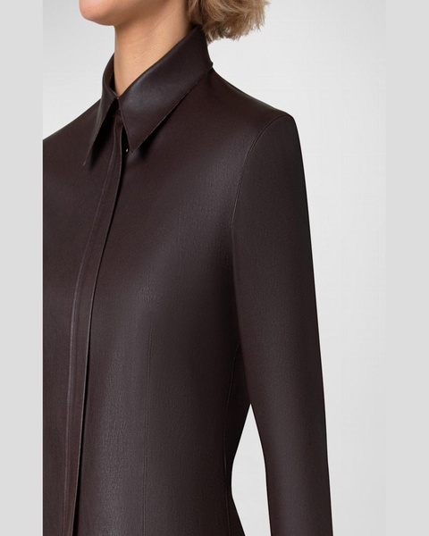 Nappa Leather Long-Sleeve Fitted Shirt