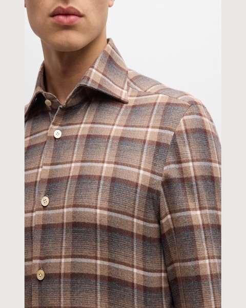 Men's Flannel Plaid Casual Button-Down Shirt