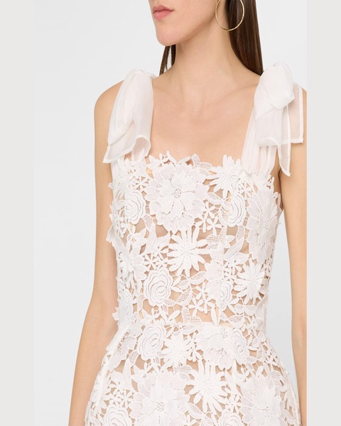 Maia Square-Neck Floral Lace Mini Dress